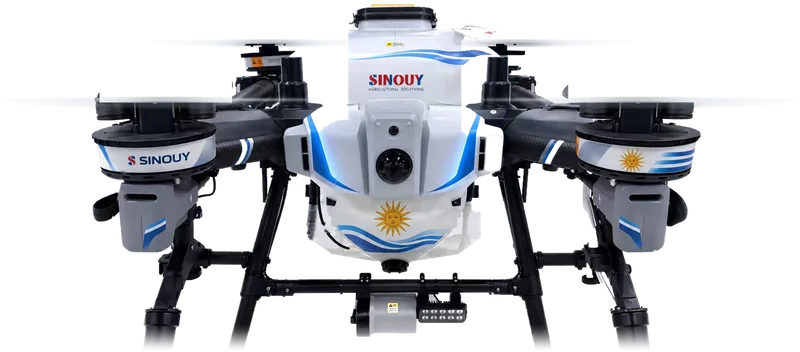 80-litre agricultural drone spraying over a crop